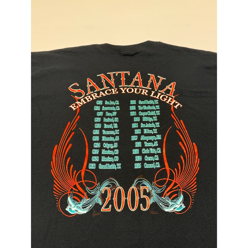 Carlos Santana Embrace Your Light Tour T Shirt Black Size XL 2005 Concert Music - Picture 8 of 9